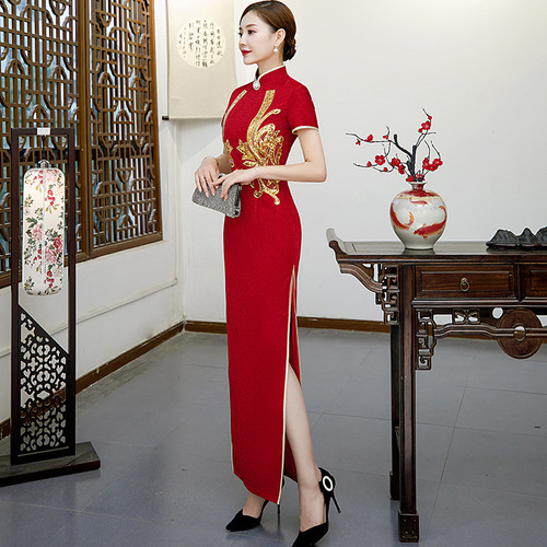 Chinese Dress Qipao for women Cheongsam show high end performance clothing changnu cheongsam dress