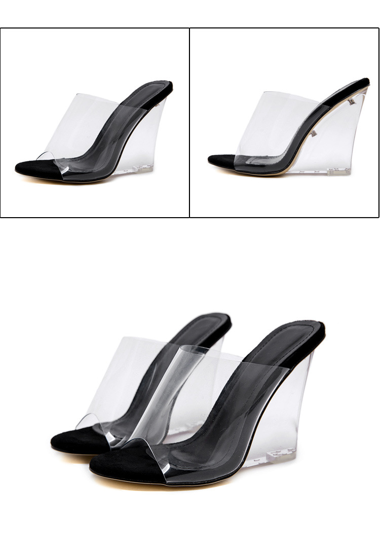 Transparency Slope High Heel Slippers NSSO81725