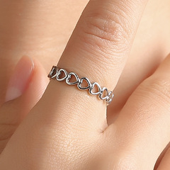 Cross-border Accessory Novel Creative Metal Copper Plated Ring Adjustable Women's Hollow Heart Ring