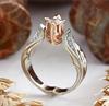 Golden zirconium, ring with stone, wish, pink gold, European style, flowered