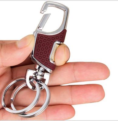 欧美达汽车钥匙扣男女情侣钥匙不锈钢钥匙圈双环快取腰挂件礼品