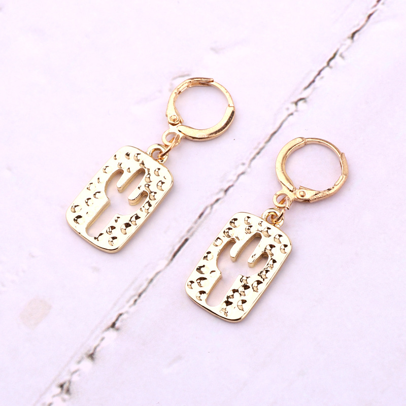 Fashion Hollow Cactus Rectangular Pendant Earring display picture 3