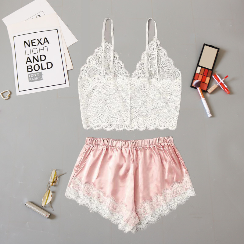 new see-through lace satin pajamas NSYO9783