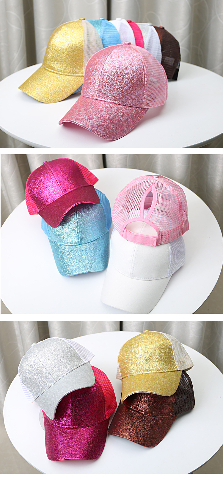 64g Weight Baseball Cap Hats Type Street Occasion Cotton Material Solid Color Pattern Summer, Spring Season Women'S Gender Sequins Design Fashion Style Curved Eaves Rim Women's Fashion Solid Color Sequins Curved Eaves Baseball Cap