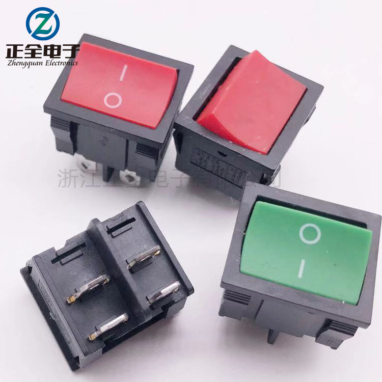 厂家直供船型开关KCD5 四脚两档 21*24翘板开关 实心红开关型开关