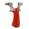 Slingshot stainless steel, handle from natural wood with flat rubber bands