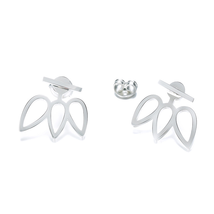 Fashion Accessories Simple Stainless Steel Flower Hollow 316l Earrings display picture 4