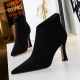 6889-2 the European and American fashion contracted wind glass with sexy high-heeled suede tines nightclub show thin bare ankle boots and boots