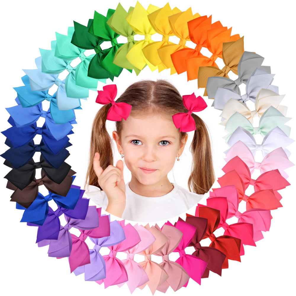 Fashion Simple Children's Solid Color Ribbed Bow Hair Accessories display picture 2