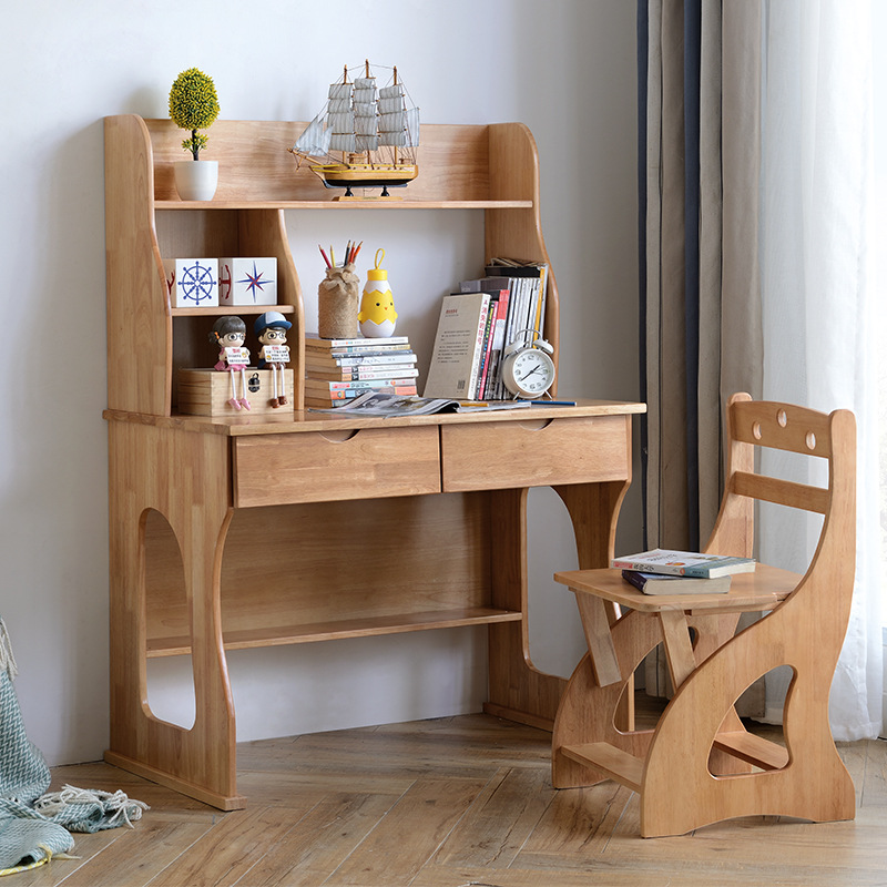 廠家直銷兒童學習桌椅書櫃組合套裝家用橡木書桌學生寫字桌批發