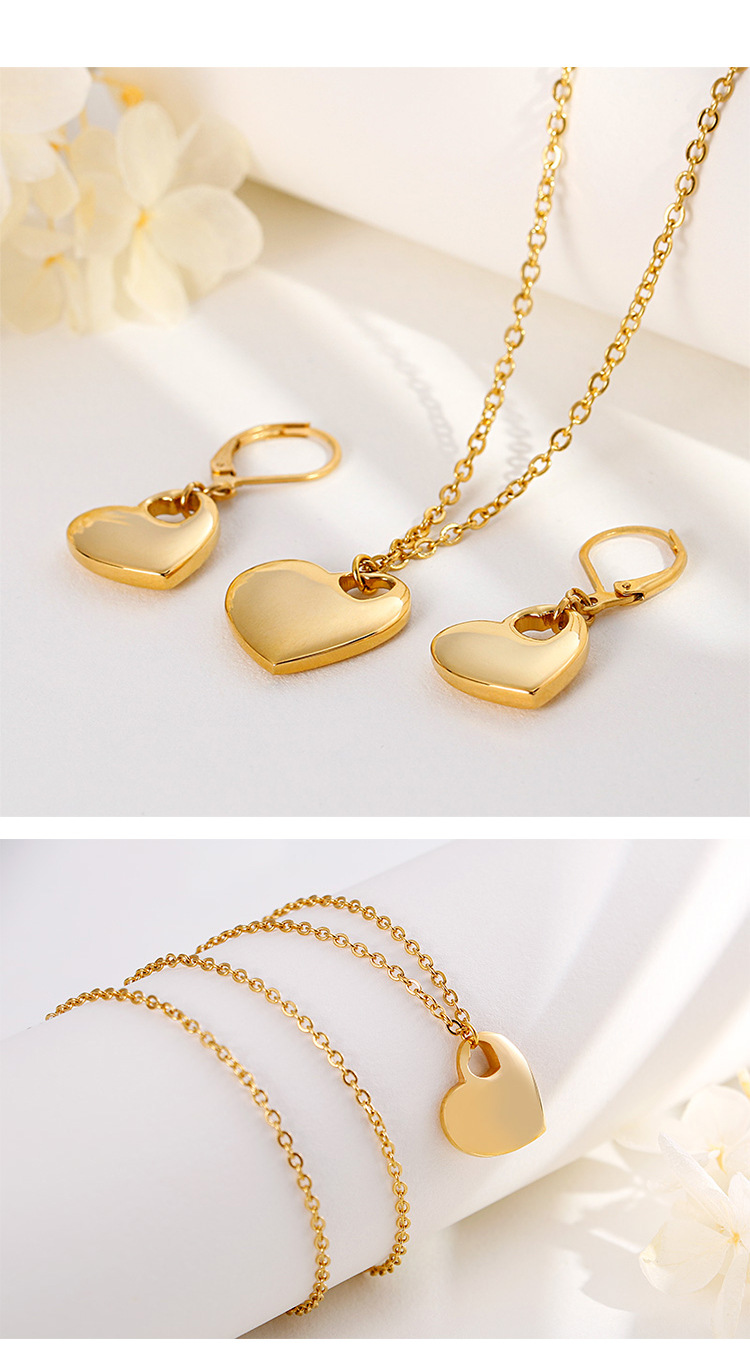 fashion hollow heart-shaped necklace earrings set wholesale Nihaojewelry