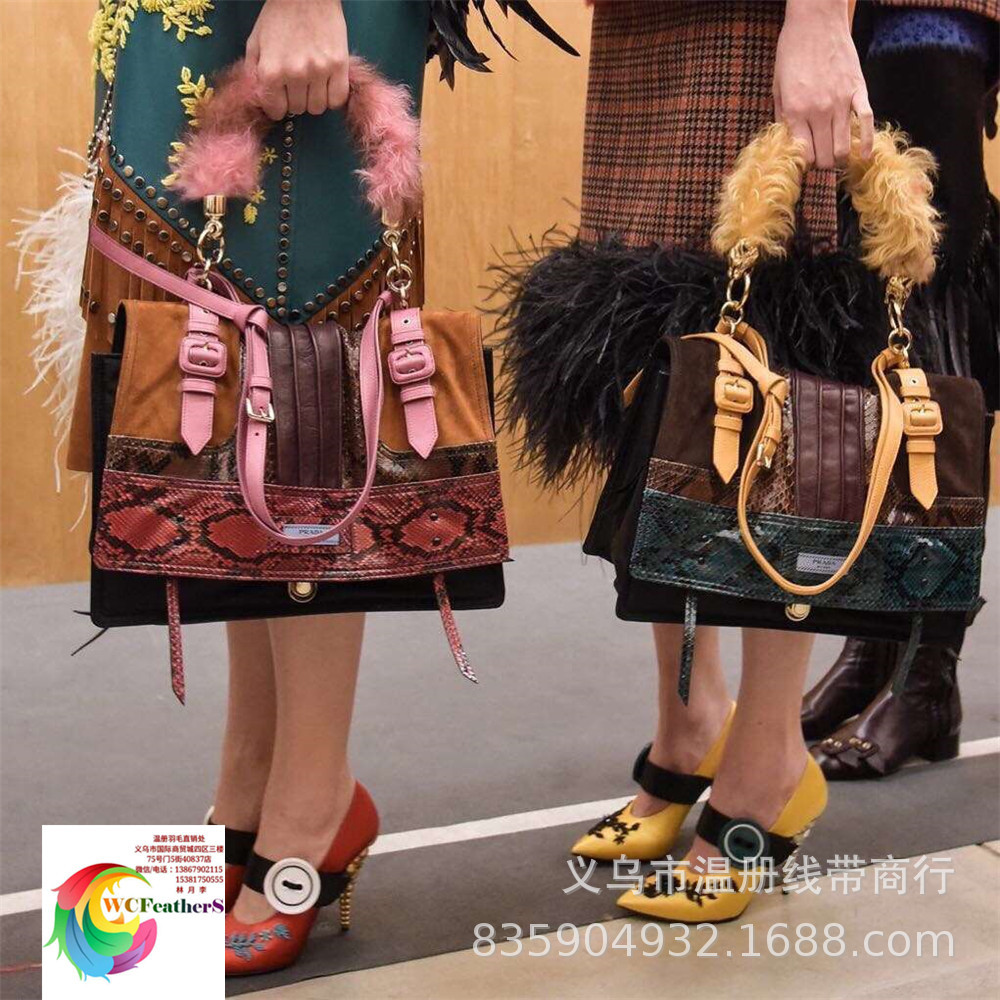 温册羽毛厂家批发公鸡尾25-30cm花边双色效果泰国人妖服装专伯2米详情图16