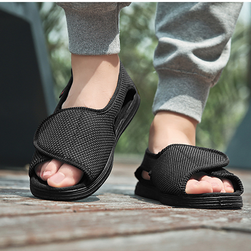 Lesvago widened adjustable Velcro casual cloth shoes fat wide deformed foot gauze foot thumb valgus deformation