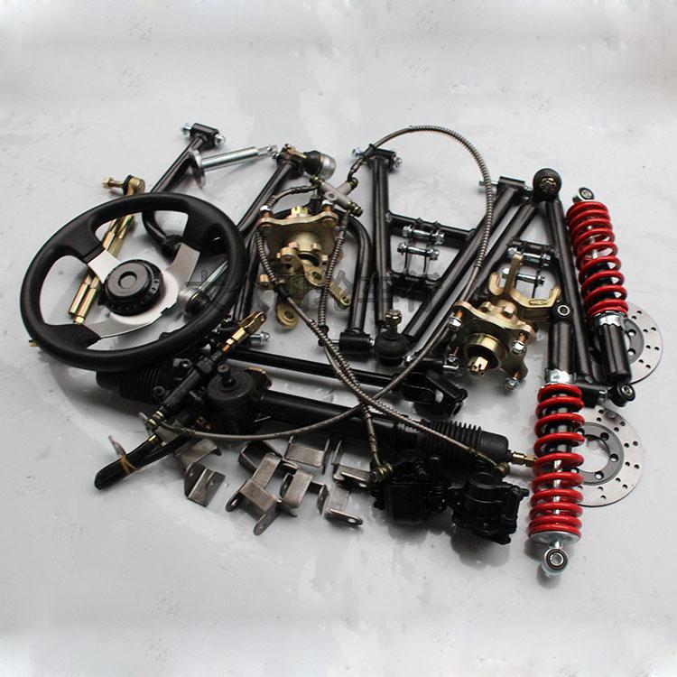 DIY homemade four-wheel beach kart accessories modified electric car front axle suspension steering wheel steering disc brake