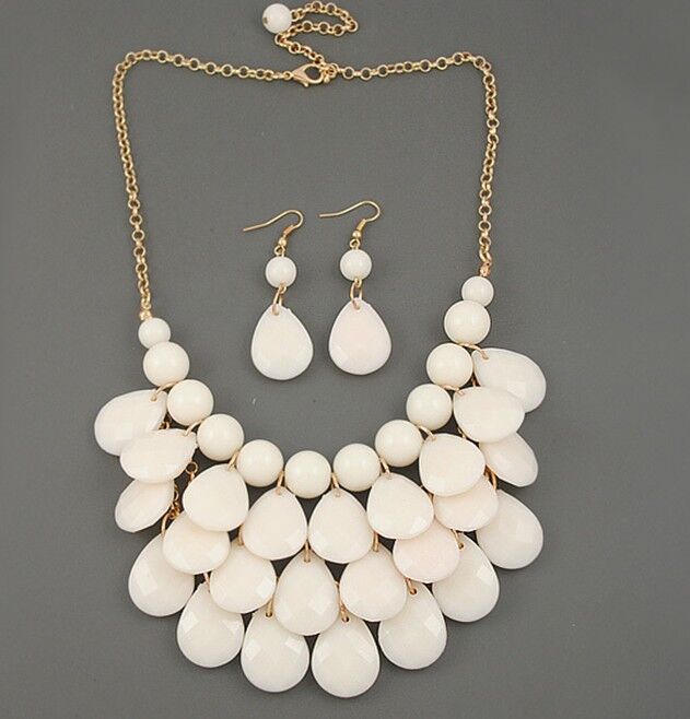 100g Weight Jewelry Set Classification Earrings + Necklace Quantity Holiday, Daily Occasion Alloy, Plastic, Resin Material Water Droplets Pattern Women's Gender Plating Design Lady Style Lady Water Droplets Alloy Plastic Resin Plating Women's Jewelry Set 11
