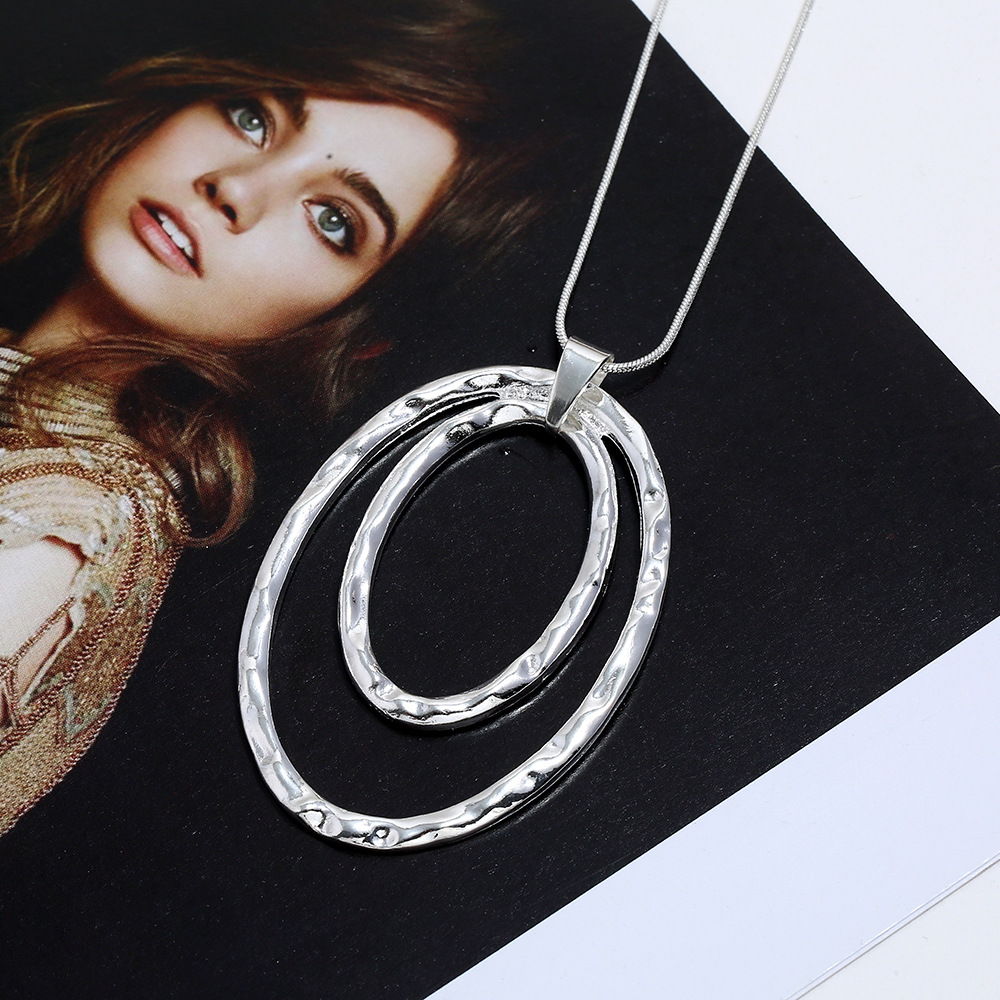 fashion metal geometric Y-shaped pendant long necklace