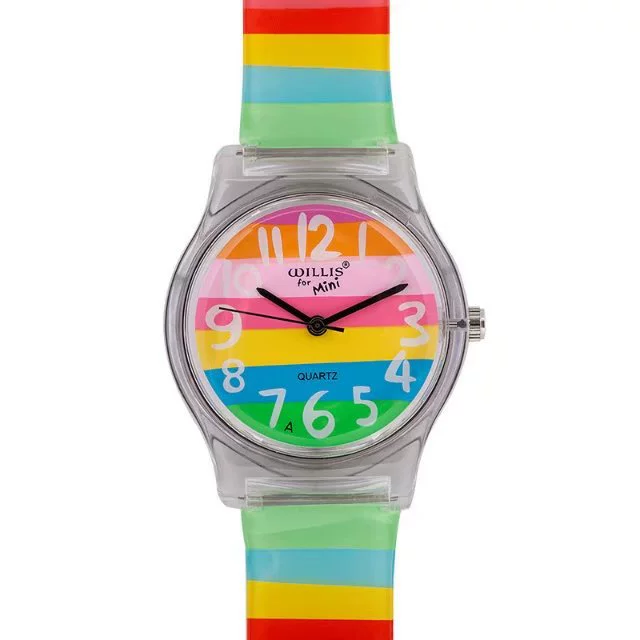 Радуга водонепроницаемые детские cartoon силиконовые женские часы сердце форме, корейский стиль, с цветами