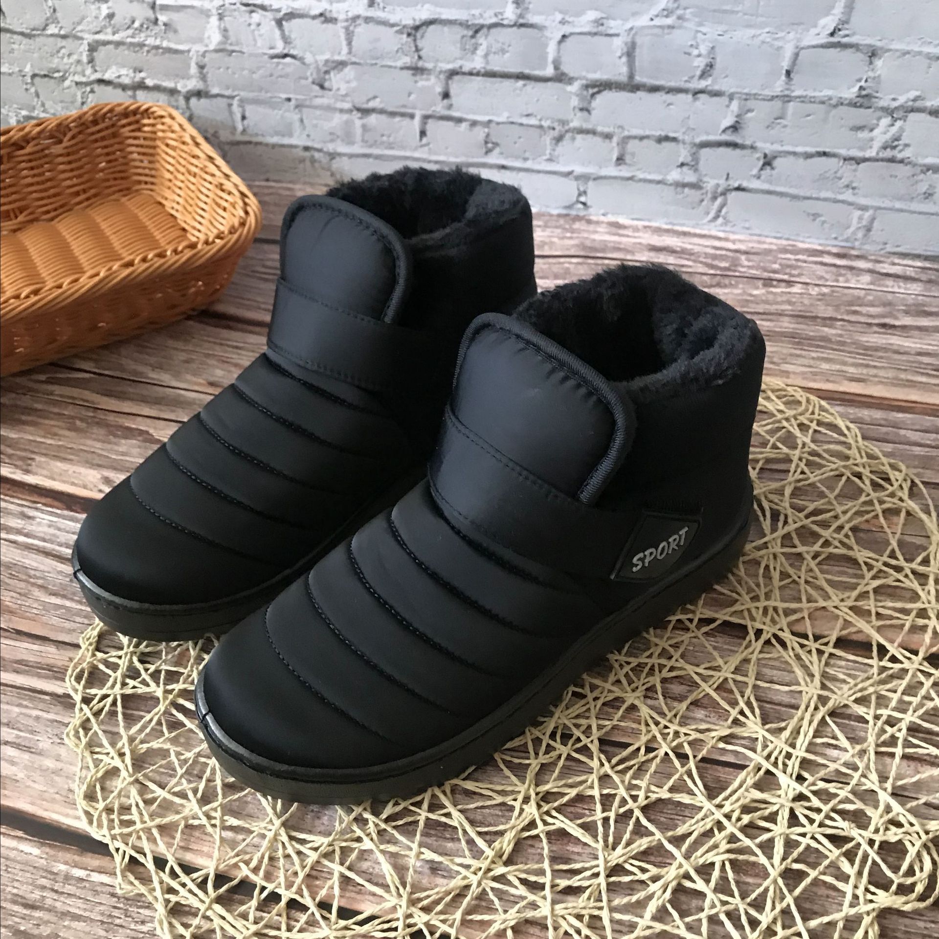 大红福棉鞋男 冬加绒中老年人软底防滑鞋 加厚保暖防水新款雪地鞋|ms