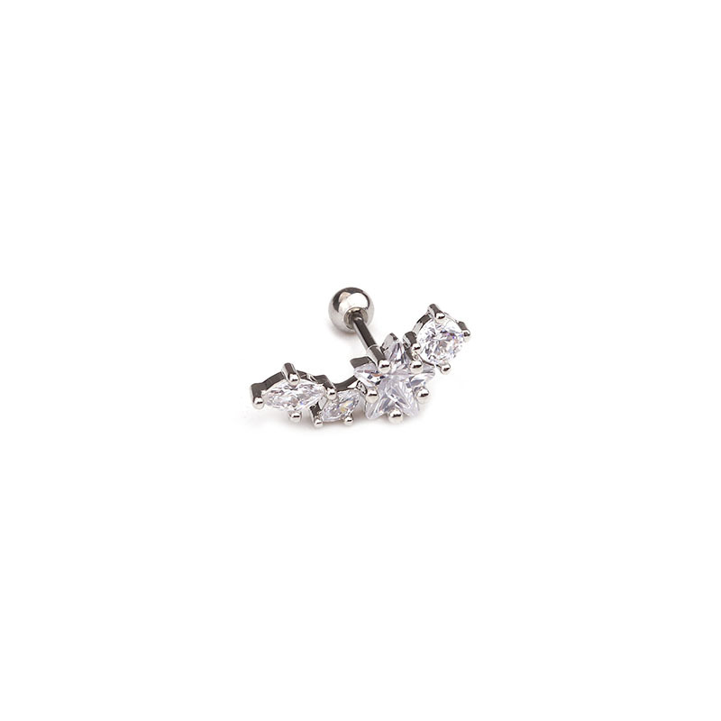 Retro Personality Zircon Gecko Screw Earrings Copper Ear Bone Nails display picture 5