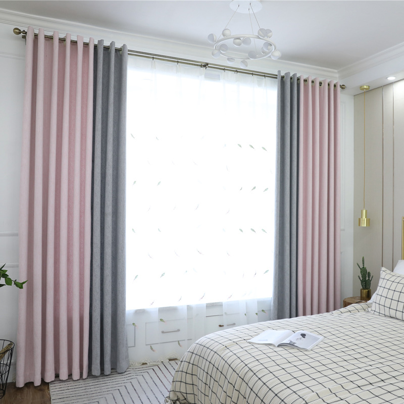 轩沫 高遮光雪尼尔莫兰迪成品窗帘ins风纯色高温定型卧室客厅批发