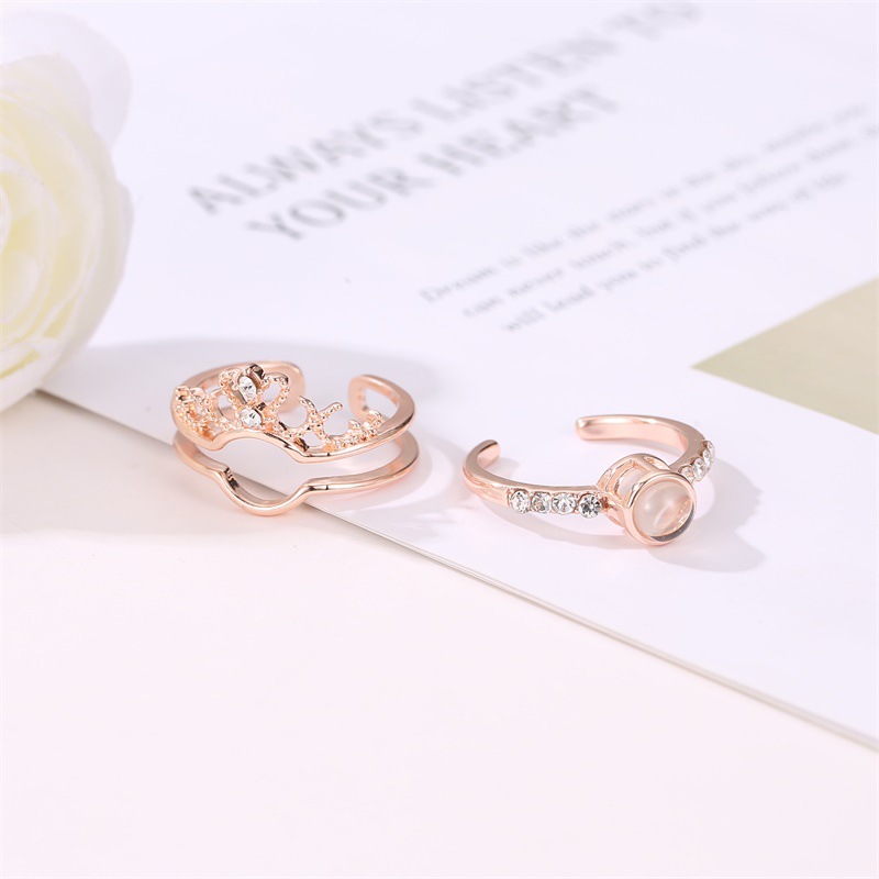 Crown Ring Open Couple Ring Fashion 100 Languages I Love You Projection Ring display picture 5