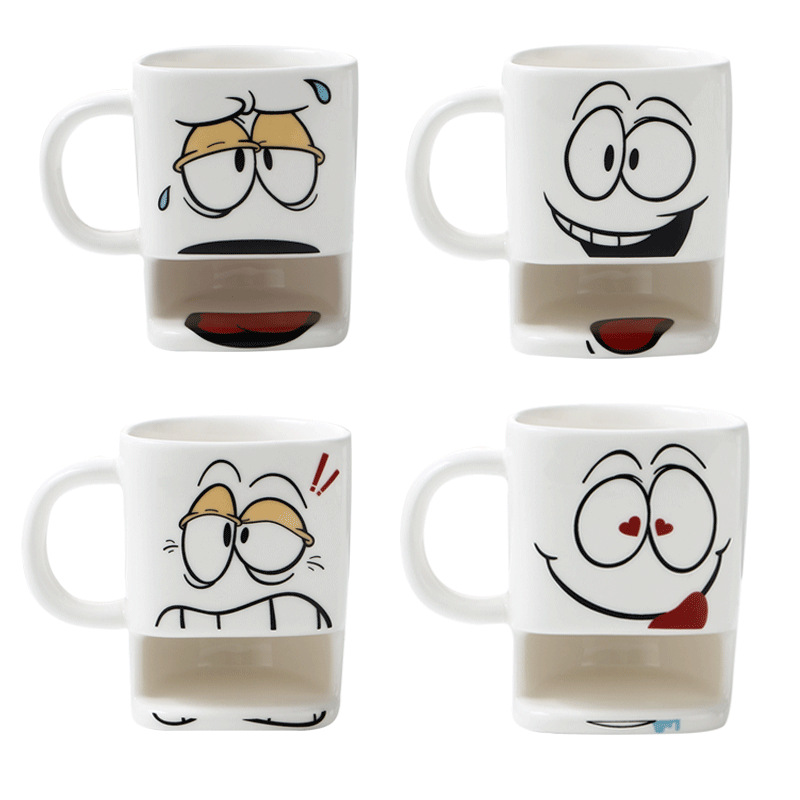 创意陶瓷杯定制卡通烤花色釉饼干杯设计牛奶咖啡杯LOGO加工礼品杯