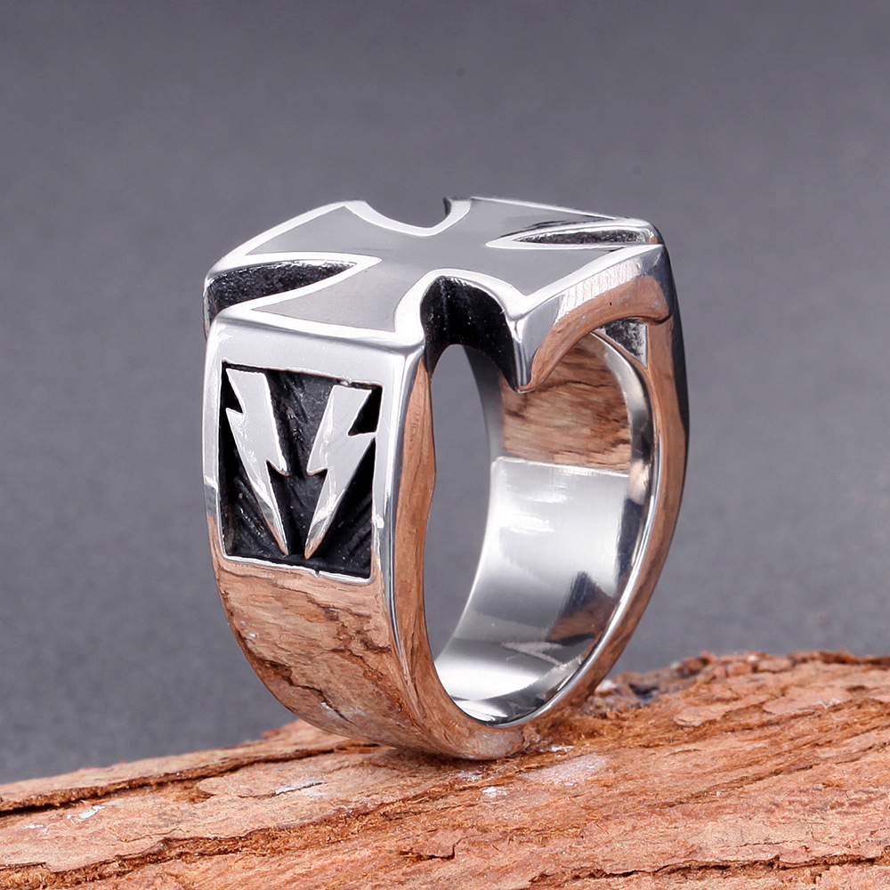 13, 7 Ring Size 1 Piece Quantity Retro Punk Cross Titanium Steel Polishing Men's Wide Band Rings