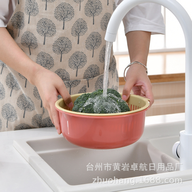 Yingduo double -layer draining basket plastic medium kitchen plastic…