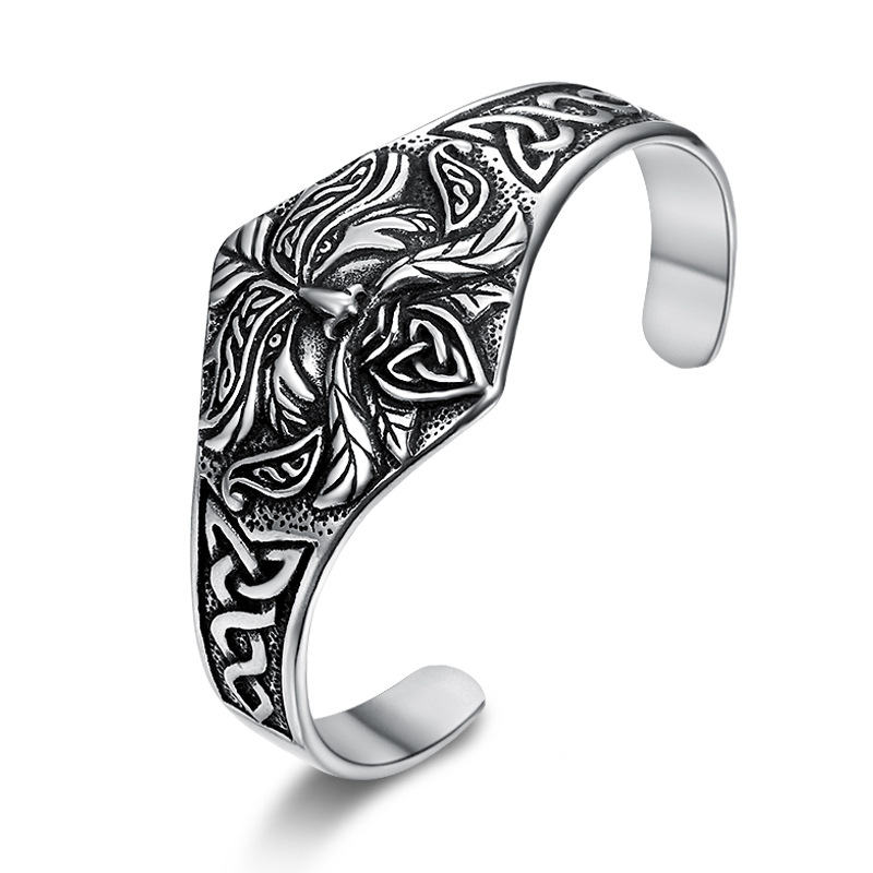 304 Stainless Steel Material Punk Totem 304 Stainless Steel Plating Men'S Bangle Men Cuff & Bangle