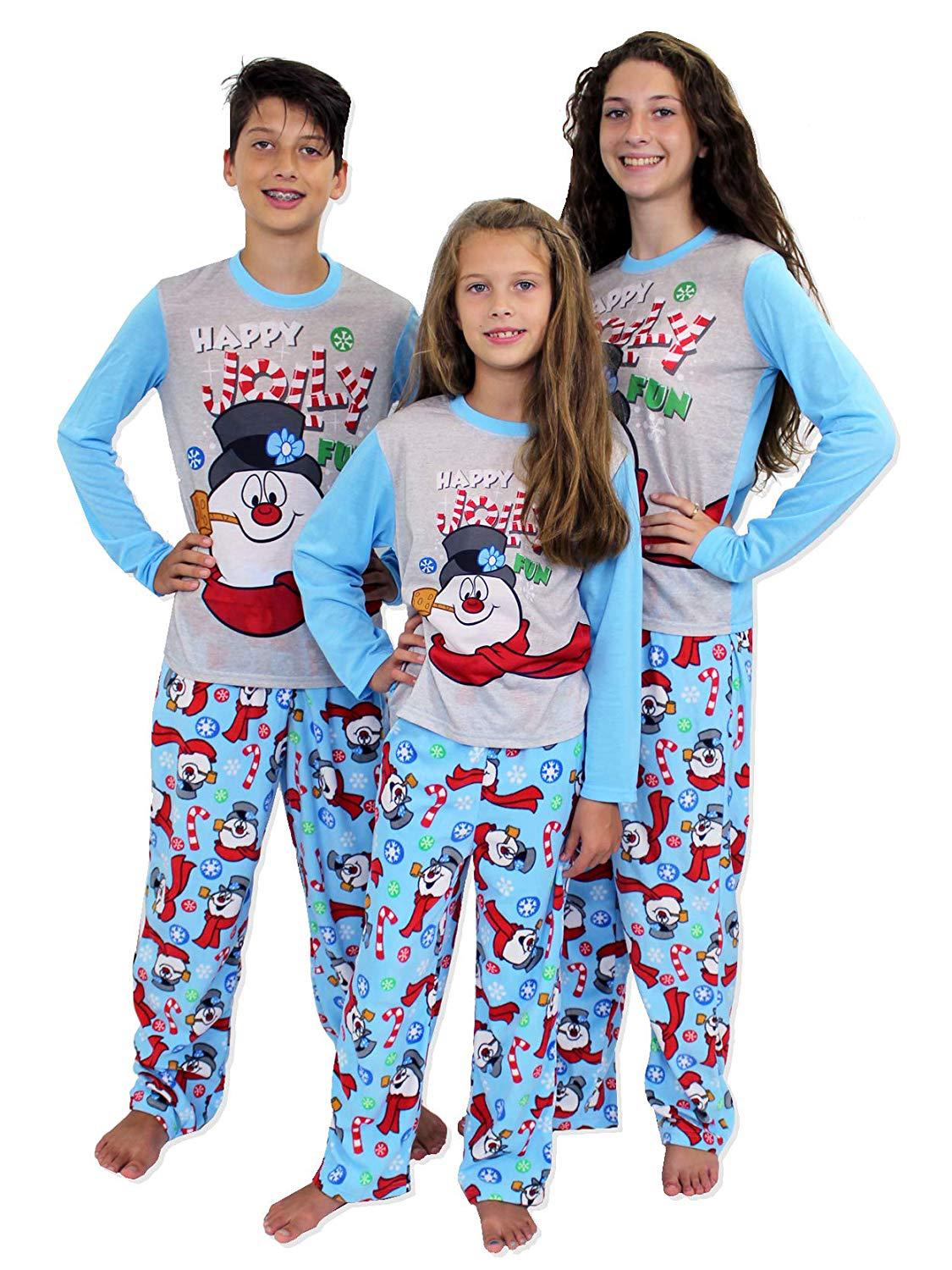 Round Neck Neckline Family Look Cartoon Snowman Two-Piece Sets