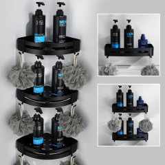 European black bathroom space aluminum storage rack triangle basket antique bathroom hotel single layer basket corner rack