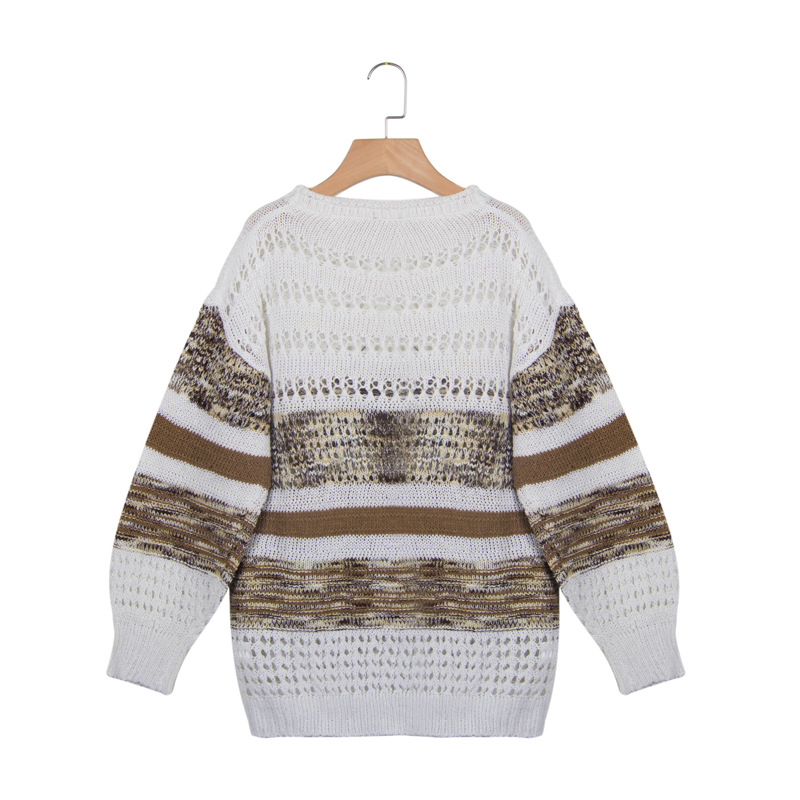 women s new printed round neck sweater NSLK11354