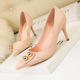 899-16 European and American wind fashion sexy nightclub show thin thin shallow mouth pointed single shoe with high her red high heels