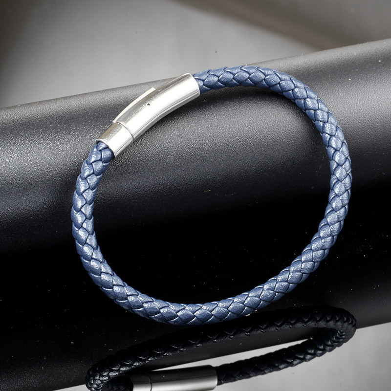 Casual Style Casual Circle Microfiber Steel Men's Wristband Men Cord & Leather Bracelets