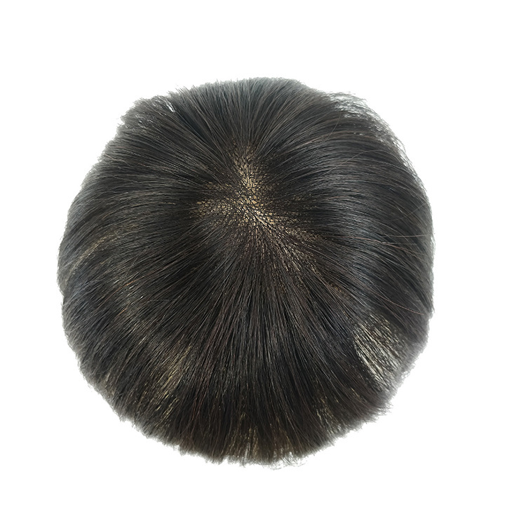 全手织真发补发块真人发丝男士头顶补发假发块隐形逼真