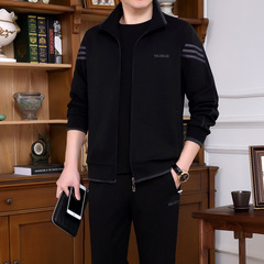 中年人運動套裝男春秋中老年休閒運動服父親裝大碼跑步衣爸爸