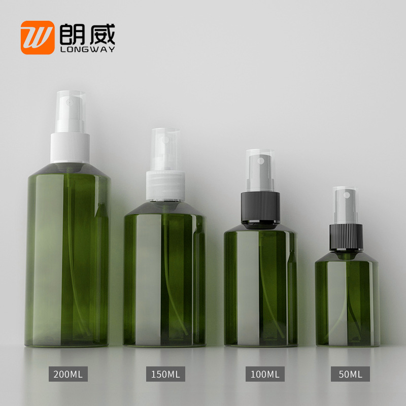 50ml 100ml 150ml 200ml喷雾瓶 墨绿斜肩喷雾瓶喷壶 PET塑料瓶|ru