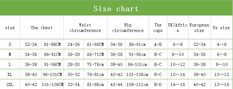 英文版人体尺码表