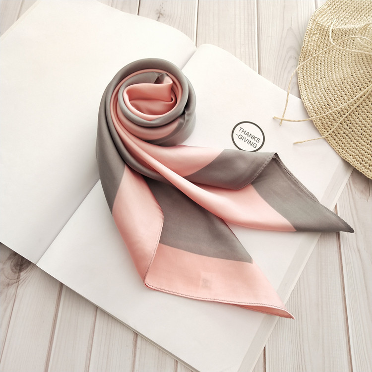 Elegant Style Women's Elegant Color Block Satin Silk Scarf