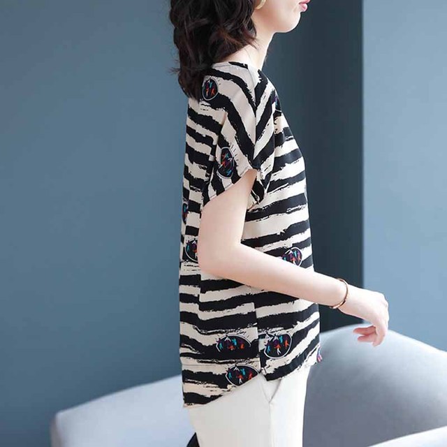 Stripe printed chiffon shirt new summer fashion loose jacket