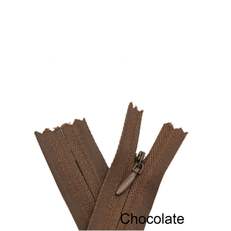 外贸直销3号20cm尼龙 隐形巧克力色布边抱枕家纺靠垫裙裤拉链现货|ru