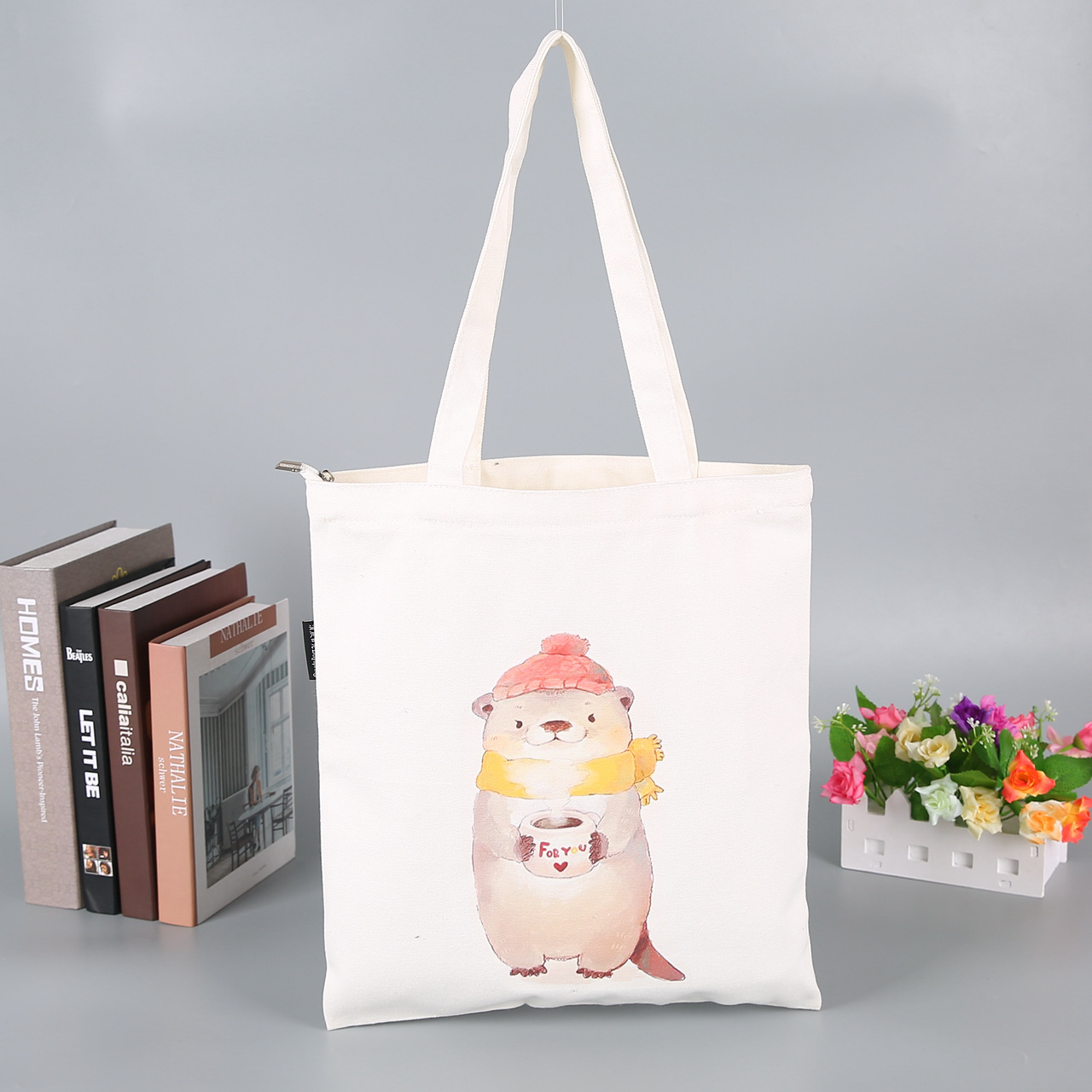 厂家现货空白帆布袋双肩斜跨包白色创意企业文化宣传手提棉布袋