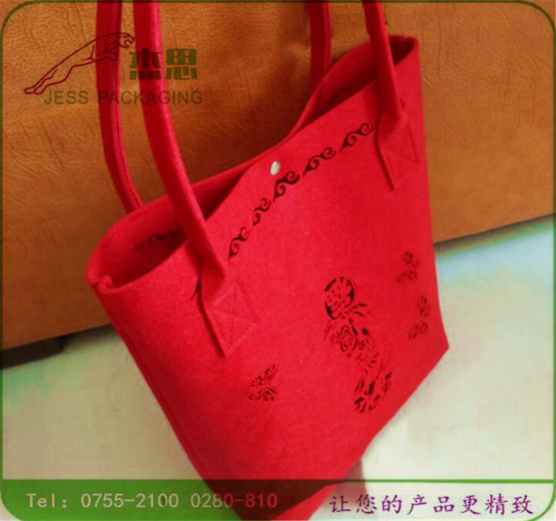 设计新款毛毡布镭雕图案手提包斜跨包暗扣单肩包背包量大从优