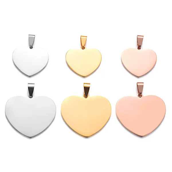 Stainless Steel Mirror Polished Light Plate Peach Heart Love Pendant Titanium Steel Jewelry Laser Marking Glossy Dog Tag Pendant