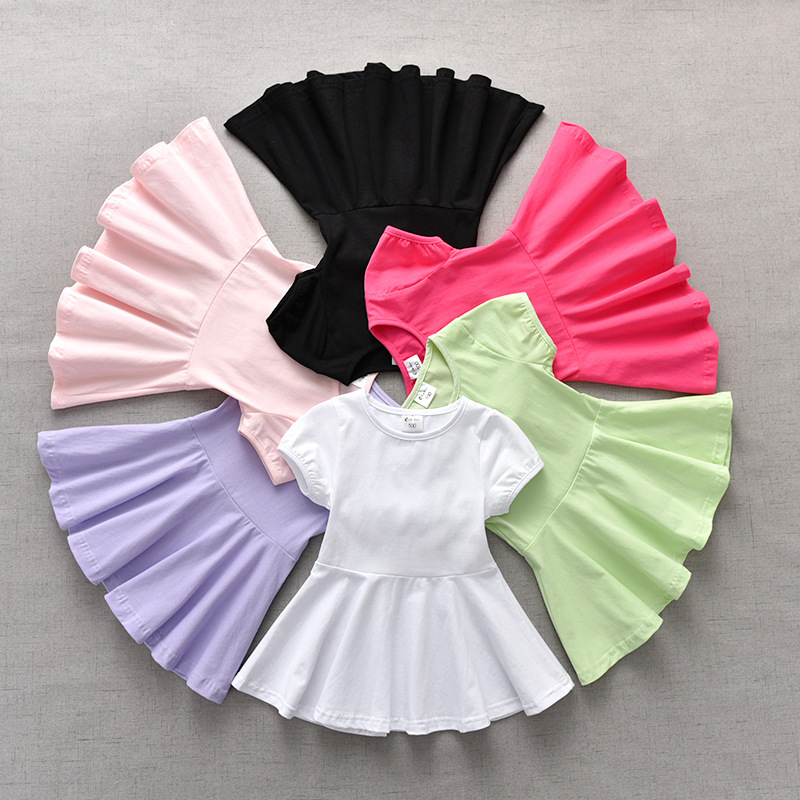 Girls' Summer 2019 New Style Small and Middle-aged Children's Cotton Dress Korean Style Children's Wear Girls Princess Dress Children's Dress for Summer