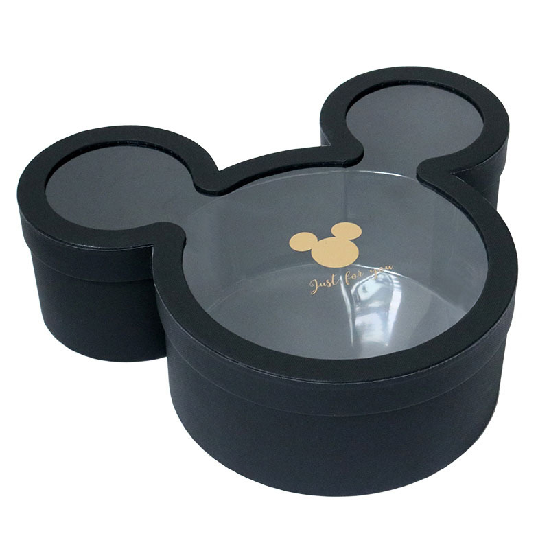 Mickey's face Box caja de arreglos florales caja de regalo de boda transparente de PVC material floral caja de embalaje de flores