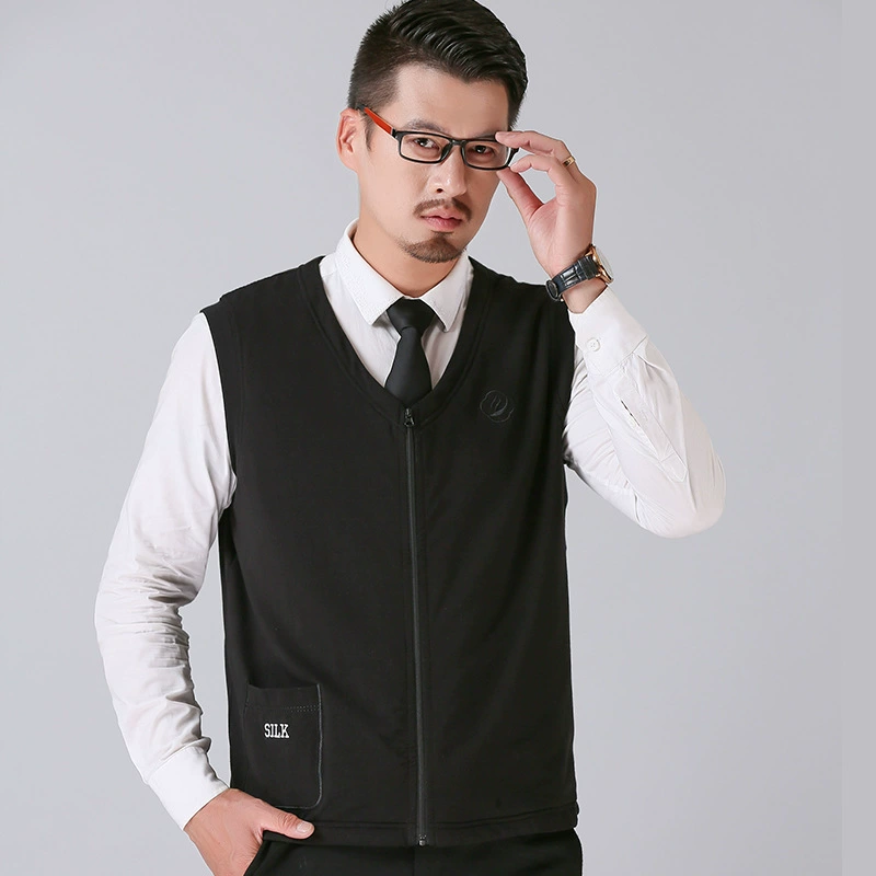 Зимний новый жилет из хлопка с шелковым подкладом из 100 штук, длинный мужской жилет, жилет для мужчин среднего и пожилого возраста оптом