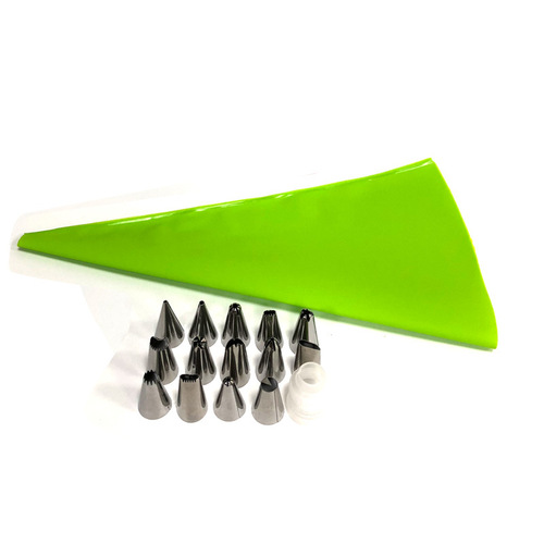 14-head 16-piece stainless steel decorating nozzle set, puff cake cream decorating device, EVA decorating bag