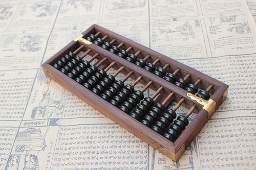 Antique 13-level beech wood abacus with dragon and phoenix pattern wooden box retro gift nostalgic abacus leather box gift