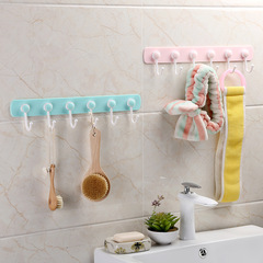 Powerful foam adhesive 360° rotating kitchen bathroom 6-piece hook back hook rack